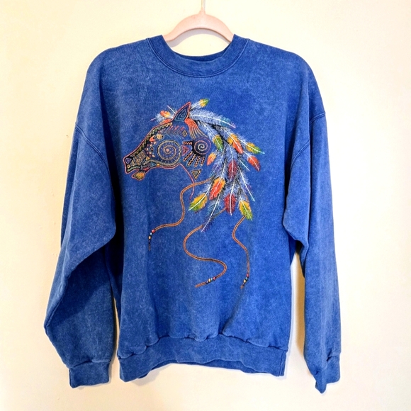 🐴VTG stonewash Southwest tribal sweatshirt - Picture 1 of 7